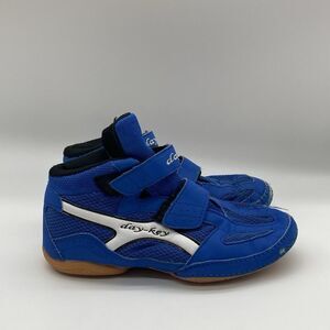 Youth Size 3 Day Key Blue/White/Gum Soles Wrestling Sneakers Shoes